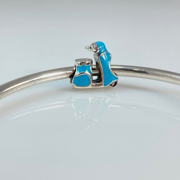 Sterling Silver Enamel Turquoise Blue Scooter Charm - Picture 3 of 9